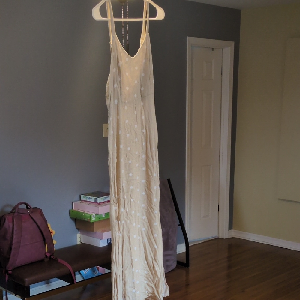 Old Navy Cream Maxi Dress with White Polka Dots